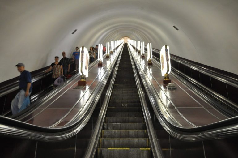 Built in the Soviet era, Kiev's Arsenalna metro station is the deepest in the world
