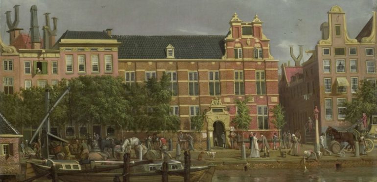 The Latin school on the Singel, Amsterdam - I. Smies 1802 Rijksmuseum Netherlands
