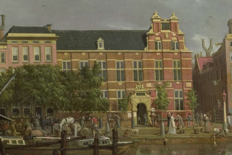 L'école latine sur le Singel, Amsterdam - I. Smies 1802 Rijksmuseum Pays-Bas
