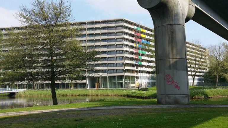Kleiburg, one block of Amsterdam's vast Bijlmermeer estate, during the renovation (2014)
