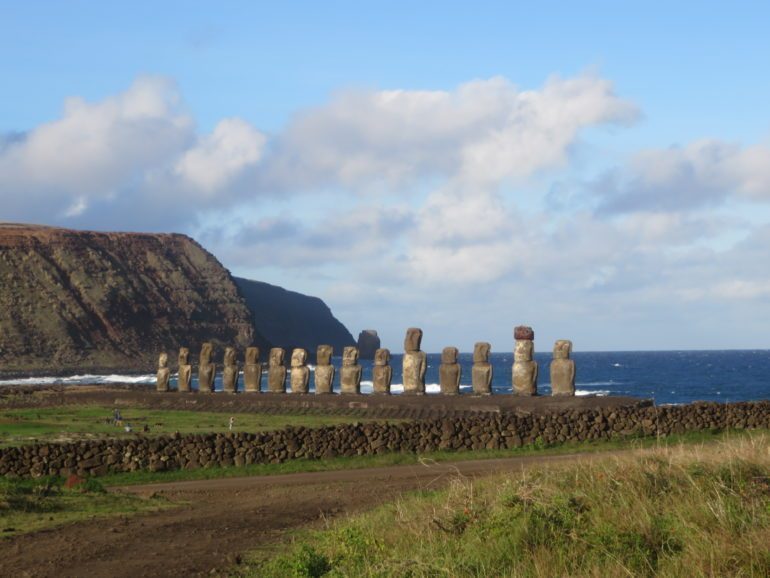 Rapa Nui's ancient moai statues are at risk of being toppled by rising sea levels.
