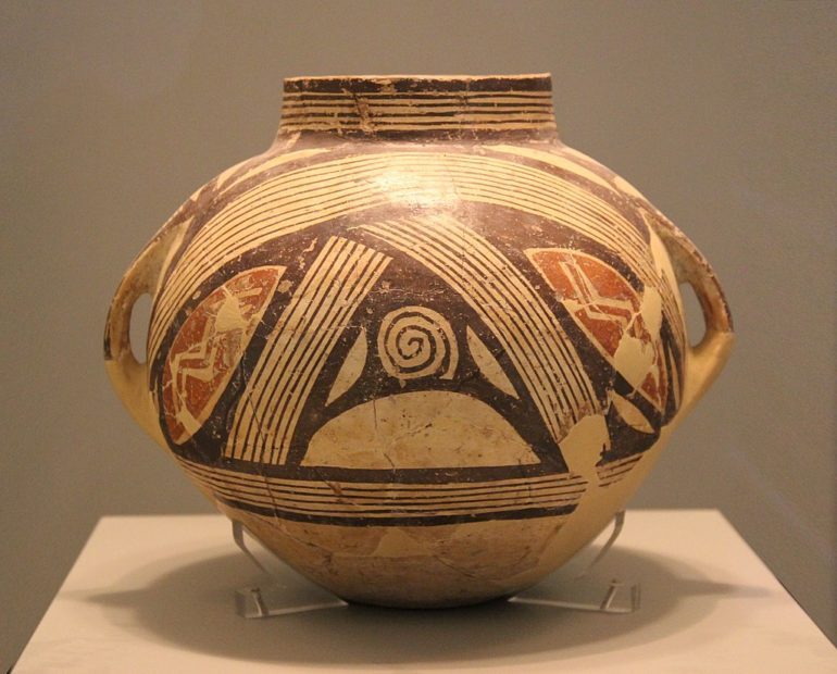 Greek Neolithic pottery with polychrome decoration for representational purposes.