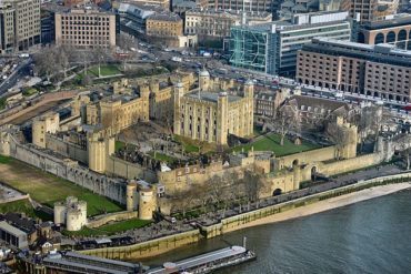 De Tower of London vanuit een luchtfoto.
