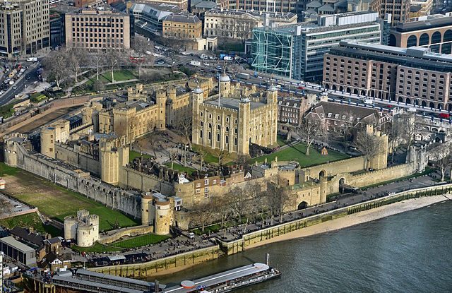 De Tower of London vanuit een luchtfoto.