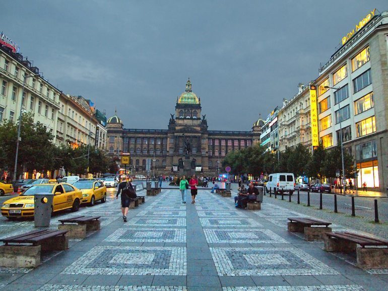 View of Wenceslas Square in Prague.