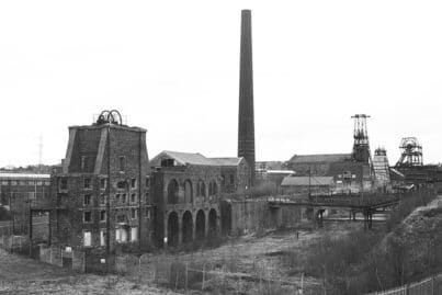 Vista di Chatterley Whitfield Colliery, Inghilterra.