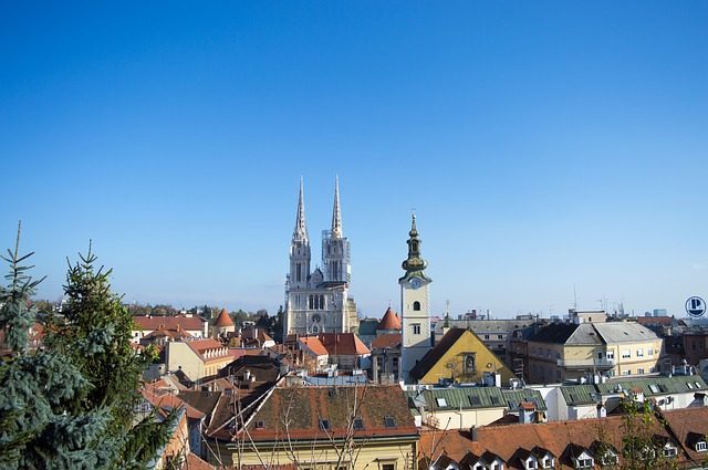 Skyline of Zagreb with the cathedral.