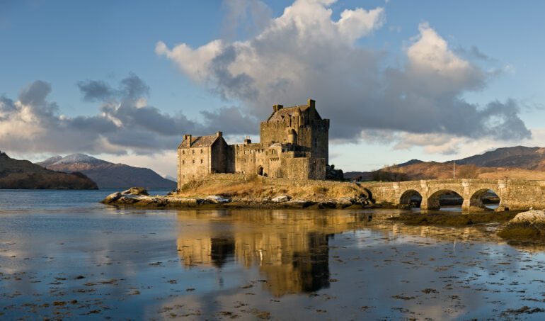 Eilean Donan Castle. Scotland is famous for its stunning castles and stately houses.