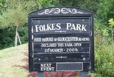 Folkes Park sign at Black Country Living Museum in Black Country Geopark.