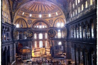A view of the interiors in Hagia Sophia, Istanbul.