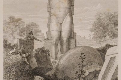 Una interpretación del siglo XIX de la estatua de Atlas en el templo de Zeus.