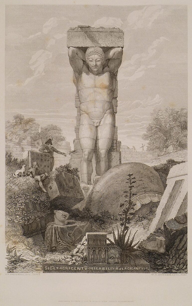 A 19th Century interpretation of Atlas Statue at the Zeus Temple.