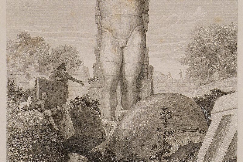 Un'interpretazione del XIX secolo della statua di Atlante nel tempio di Zeus.