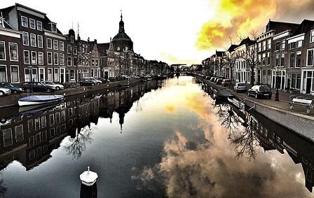 Sunset in Leiden, the Netherlands