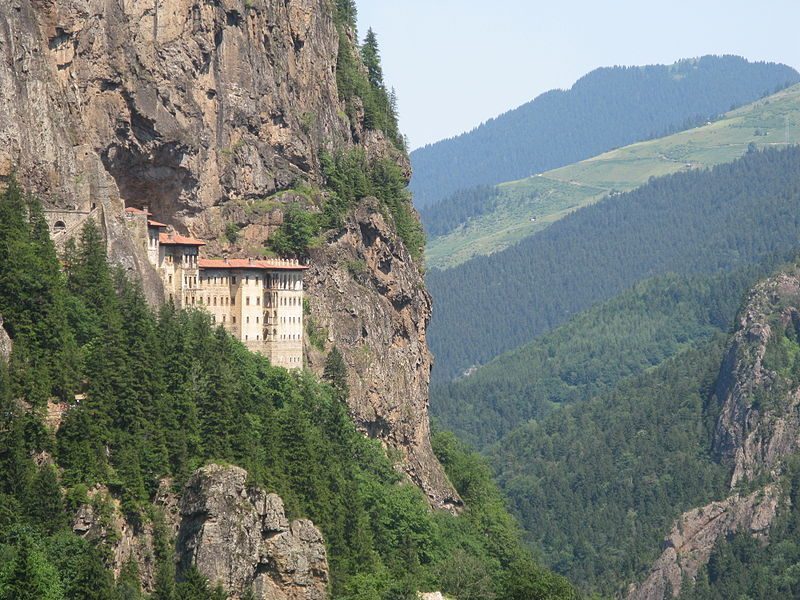 View from the road, Sumela Monastery on the Black Sea.