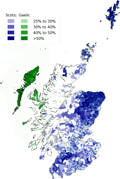 The proportion of respondents in the 2011 census aged 3 and above who stated that they can speak either Scots or Scottish Gaelic.
