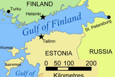Politieke kaart van de Golf van Finland.
