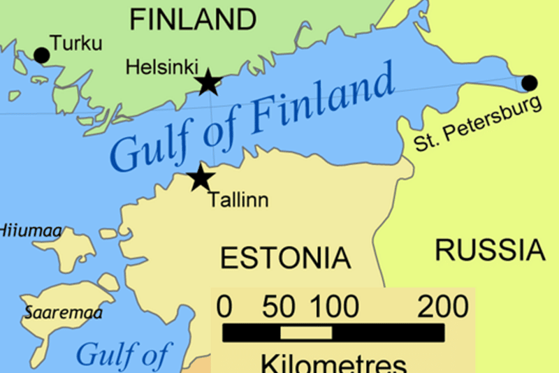 Politieke kaart van de Golf van Finland.