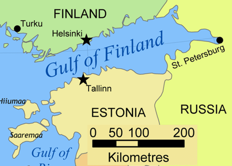 Political Map of Gulf of Finland.