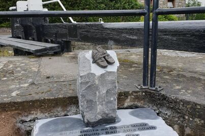 New Famine Way Memorial bij Talbot Bridge, Dublin.