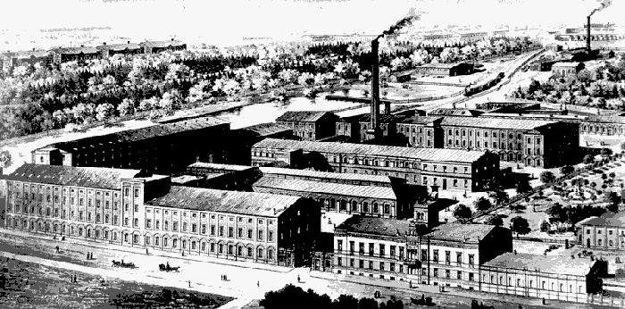 Scheiber's Factory in de 19e eeuw in Lodz.