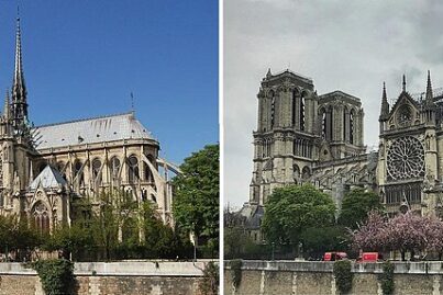 Notre Dame antes y después de la restauración.