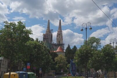 Kathedrale von Zagreb ohne Turm nach dem Erdbeben