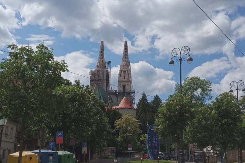 Zagreb Cathedral lacking a spire after the earthquake