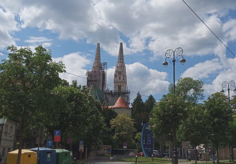 Zagreb Cathedral lacking a spire after the earthquake