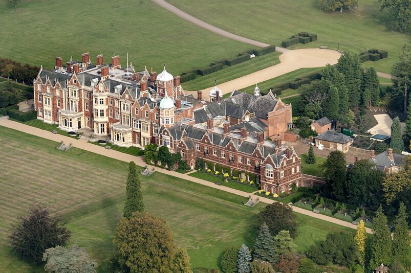 Sandringham House, the residence of the Queen of England.