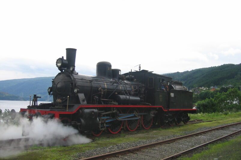 Steam locomotive on the Gamle Vossebanen in Norway