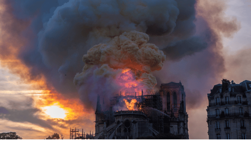 The Notre Dame Cathedral fire in 2019. Image: Alexander Perrien Canva CC0