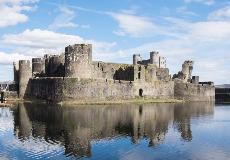 Caerphilly Castle in Wales in 2018. Image: DeFacto Wikimedia CC BY-SA 4.0
