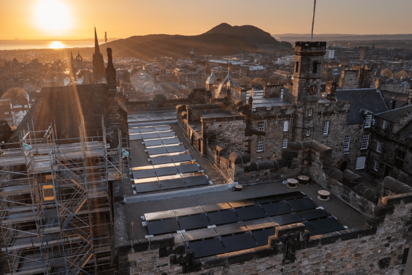 The solar panels at Edinburgh Castle. Image: HES